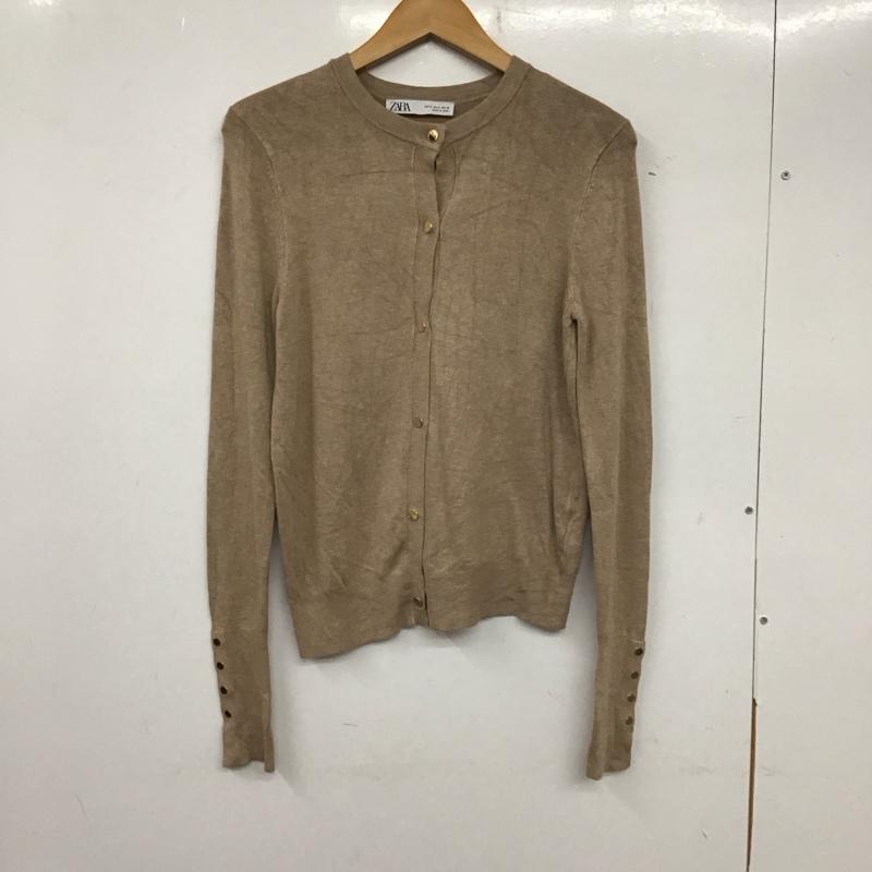 ザラ ZARA カーディガン 長袖 S 無地 茶 / ブラウン /  レディース USED 古着 中古 10139393