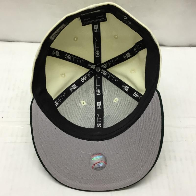 ニューエラ NEW ERA 帽子 キャップ LA 59FIFTY ロゴ、文字 緑 / グリーン / X アイボリー / アイボリー /  メンズ USED 古着 中古 10109595