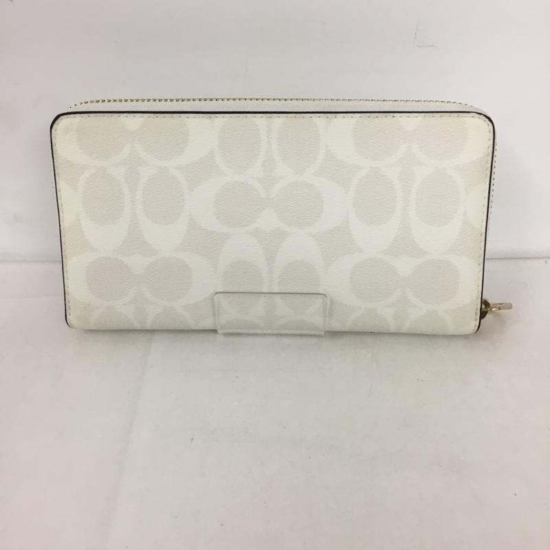 コーチ COACH 財布 長財布 ラウンドファスナー C4452 ロング ジップ アラウンド ウォレット シグネチャー ロゴ、文字 オフホワイト / オフホワイト /  レディース USED 古着 中古 10129599