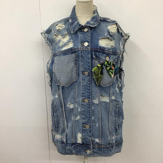 ザラ ZARA ベスト ベスト デニム 2 ダメージ加工 青 / ブルー /  レディース USED 古着 中古 10114454