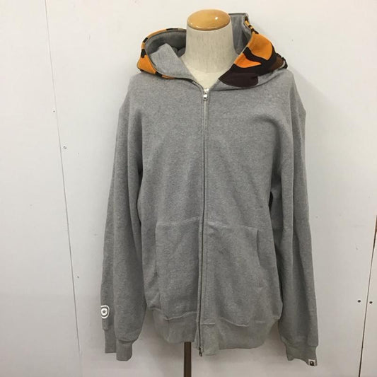 アベイシングエイプ A BATHING APE パーカー 長袖 長袖パーカー フード付きパーカー プリントスウェット トレーナー ジップアップパーカー XXL ロゴ、文字 灰 / グレー /  メンズ USED 古着 中古 10107393