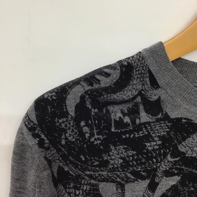 ロベルトカバリ roberto cavalli ニット、セーター 長袖 長袖ニットカットソー クルーネック セーター M 総柄 灰 / グレー /  メンズ USED 古着 中古 10149746