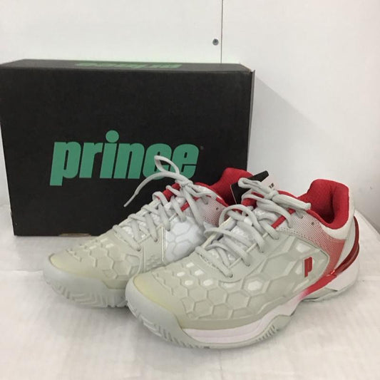 プリンス Prince シューズ シューズ DPSZA13-300 テニスシューズ TOUR PRO Z IV AC ツアープロゼット 23.0cm 無地 白 / ホワイト / X 赤 / レッド /  メンズ USED 古着 中古 10125139