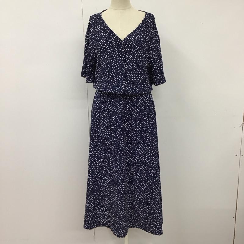 アーバンリサーチ URBAN RESEARCH ワンピース ロングスカート UR84-26C009 変形ドットプリントワンピース 半袖 FREE ドット 紺 / ネイビー /  レディース USED 古着 中古 10116476