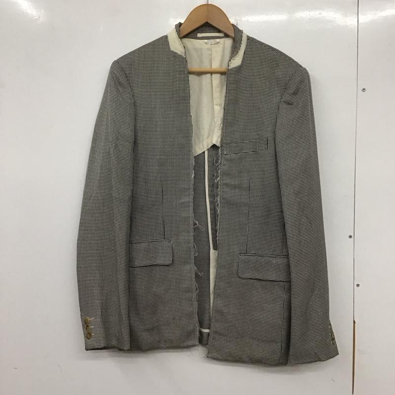 コムデギャルソンオムプリュス COMME des GARCONS HOME PLUS ジャケット、上着 ジャケット、ブレザー PQ-J050 スタンドカラー ジャケット ノーカラー M 千鳥格子 白 / ホワイト / X 黒 / ブラック /  メンズ USED 古着 中古 10133274