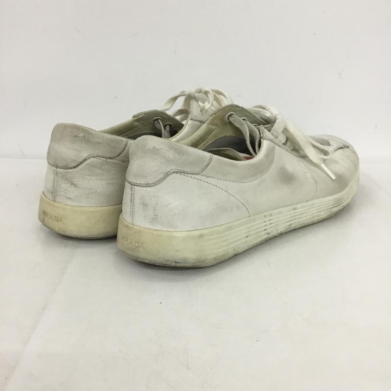 プラダ PRADA スニーカー スニーカー 4E 2860 8 レザー FREE ロゴ、文字 白 / ホワイト /  メンズ USED 古着 中古 10149821