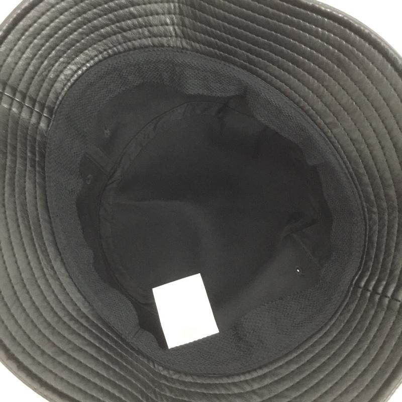アディダス adidas 帽子 ハット フェイクレザー バケットハット ロゴ、文字 黒 / ブラック /  メンズ USED 古着 中古 10140610
