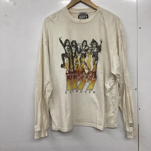 古着 USED カットソー 長袖 長袖カットソー プリントカットソー クルーネック M プリント 白 / ホワイト /  メンズ USED 古着 中古 10129455