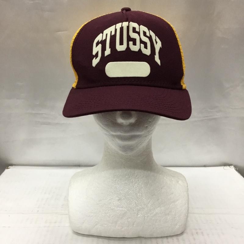 ステューシー STUSSY 帽子 キャップ メッシュキャップ ロゴ、文字 橙 / オレンジ / X ボルドー / ボルドー /  メンズ USED 古着 中古 10108552