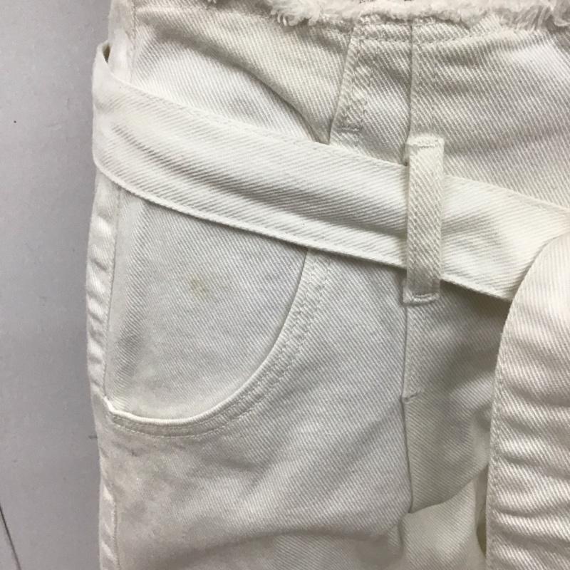 ザラベーシック ZARA BASIC ボトムス ボトムス 5862 076 250 ワイドパンツ デニム カットオフ 無地 白 / ホワイト /  レディース USED 古着 中古 10112238