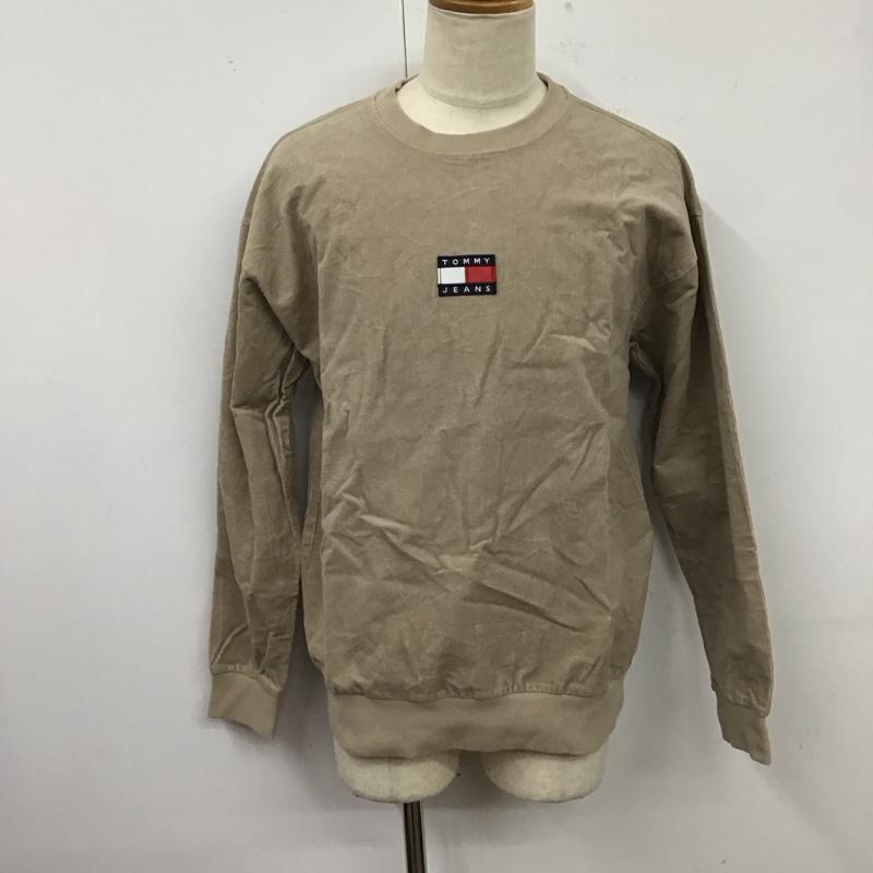 トミー ジーンズ TOMMY JEANS カットソー 長袖 長袖カットソー クルーネックカットソー ロングスリーブカットソー コーデュロイ M ロゴ、文字 ベージュ / ベージュ /  メンズ USED 古着 中古 10124326