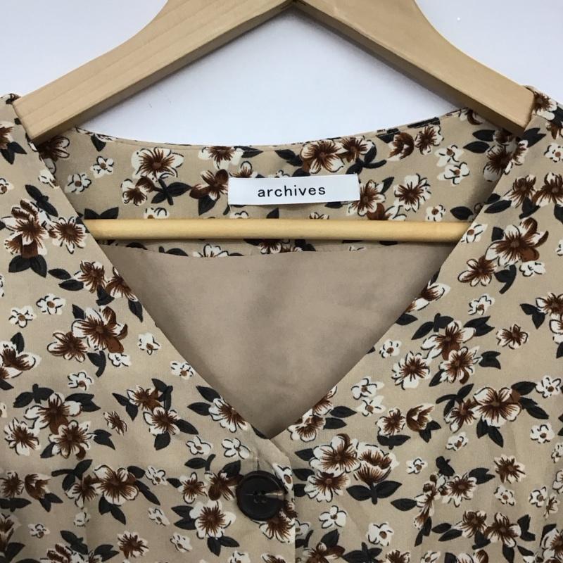 アルシーヴ archives ワンピース ロングスカート 長袖ロングワンピース ノーカラーシャツワンピース フレアスカート M プリント マルチカラー / マルチカラー /  レディース USED 古着 中古 10147885