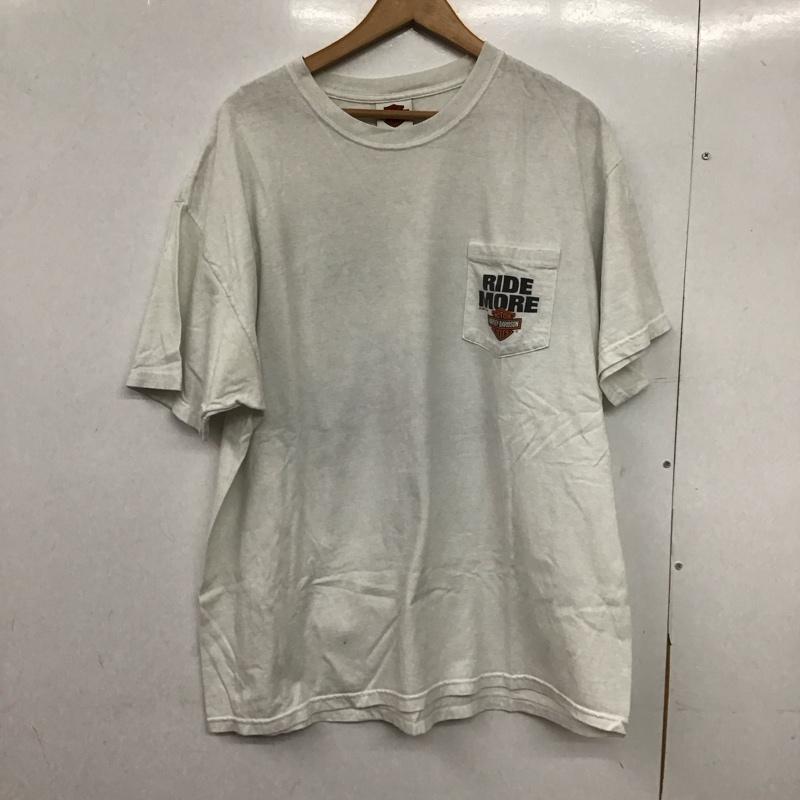 ハーレーダビッドソン Harley-Davidson Tシャツ 半袖 半袖カットソー プリントTシャツ クルーネックカットソー ロゴ、文字 白 / ホワイト /  メンズ USED 古着 中古 10151158