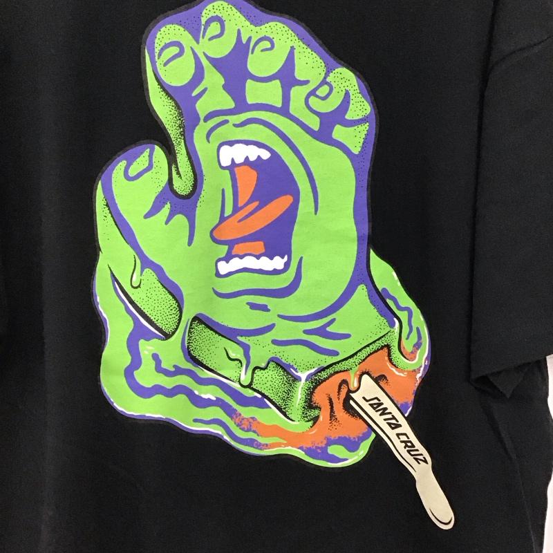 サンタクルーズ SANTA CRUZ Tシャツ 半袖 半袖カットソー プリントTシャツ クルーネックカットソー L ロゴ、文字 黒 / ブラック /  メンズ USED 古着 中古 10141673