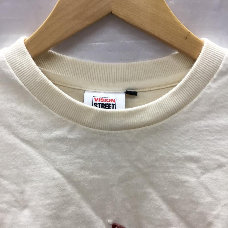 ヴィジョン VISION Tシャツ 半袖 1505008-T スケボー 刺繍 クルーネック バックプリント L ワンポイント アイボリー / アイボリー /  メンズ USED 古着 中古 10117759