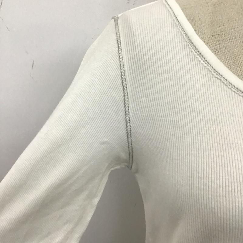 トミーヒルフィガー TOMMY HILFIGER カットソー 七分袖 ヘンリーネックカットソー リブカットソー プリントカットソー S ロゴ、文字 白 / ホワイト /  レディース USED 古着 中古 10105940