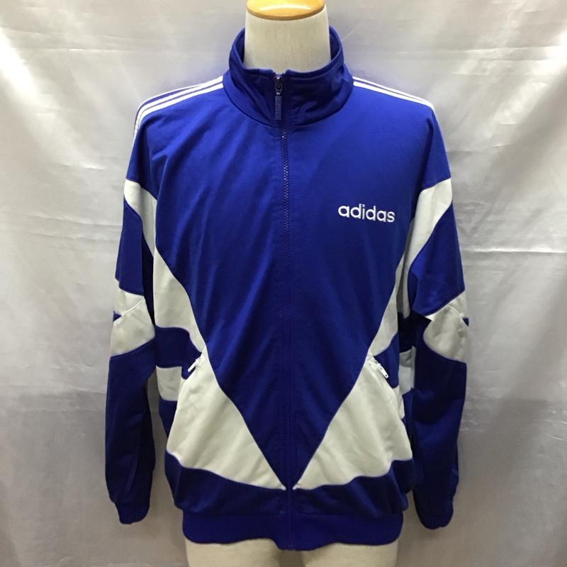 アディダス adidas ジャケット、上着 ジャケット、ブレザー ジップアップジャケット ジャンパー ジャージ 古着 S ロゴ、文字 白 / ホワイト / X 青 / ブルー /  メンズ USED 古着 中古 10120506