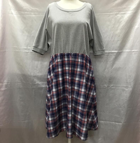 ミルクフェド MILKFED. ワンピース ロングスカート 半袖ワンピース ロングワンピース クルーネック フレアスカート チェック マルチカラー / マルチカラー /  レディース USED 古着 中古 10112240