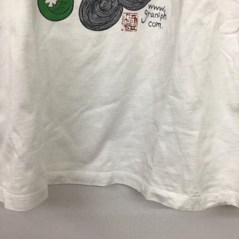 グラニフ graniph Tシャツ 半袖 半袖カットソー プリントTシャツ クルーネックカットソー L プリント 白 / ホワイト /  メンズ USED 古着 中古 10149119