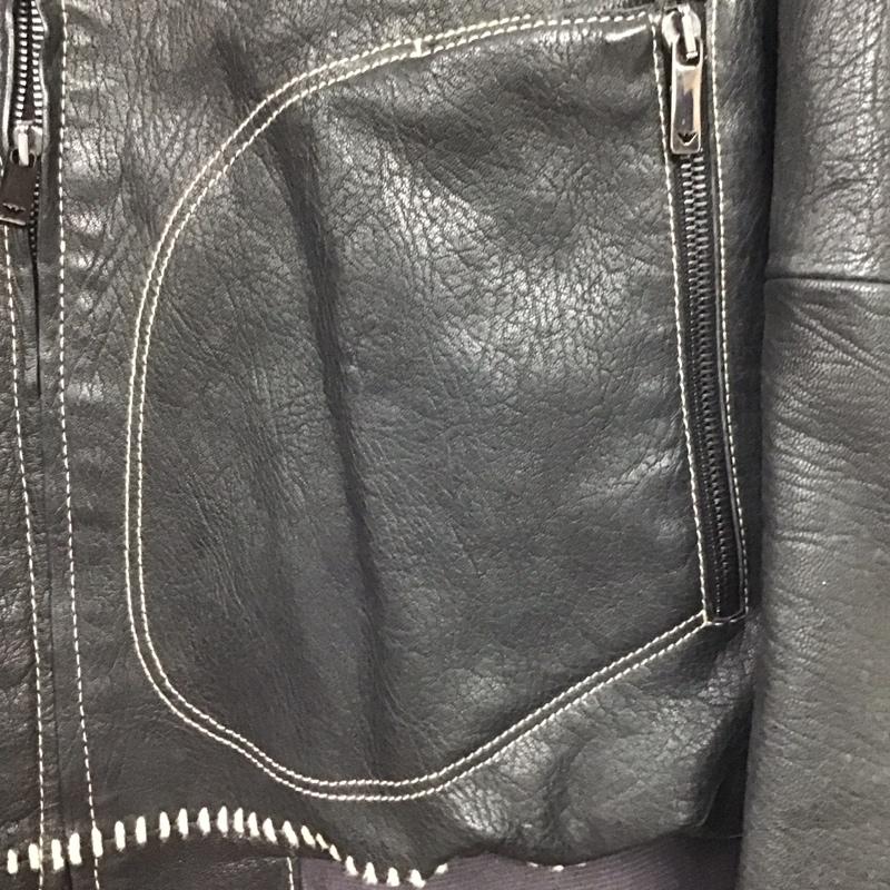 エンポリオアルマーニ EMPORIO ARMANI ジャケット、上着 ジャケット、ブレザー レザージャケット ジップアップジャケット アウター 無地 黒 / ブラック /  メンズ USED 古着 中古 10144491