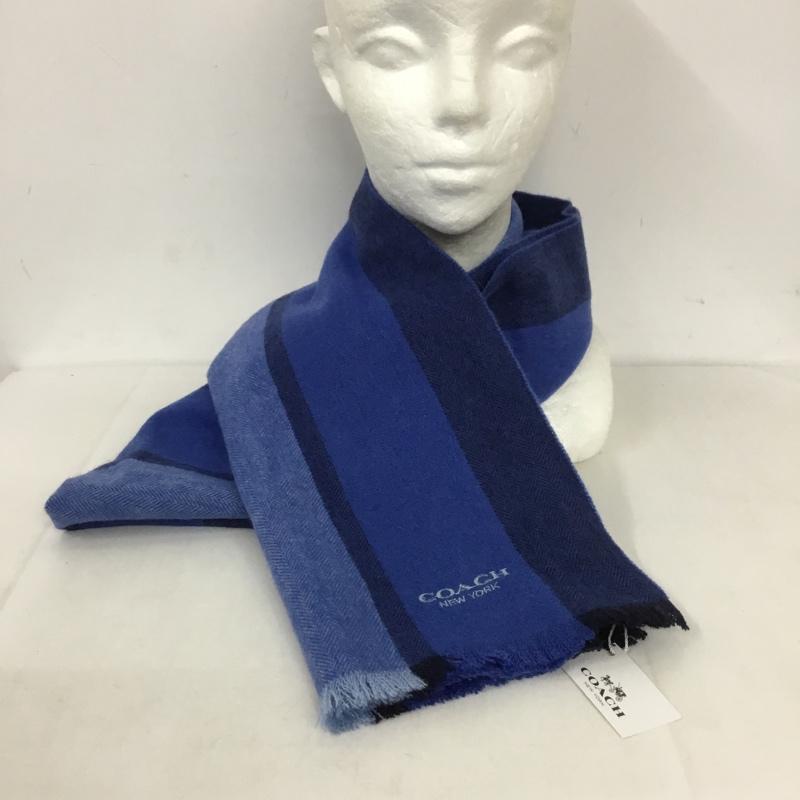 コーチ COACH マフラー マフラー F76059 カシミヤ混 タグ付き ロゴ、文字 青 / ブルー /  メンズ USED 古着 中古 10130780