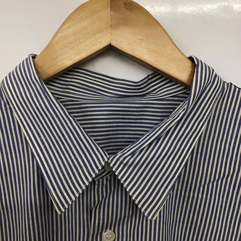 パパス PAPAS シャツ、ブラウス 長袖 長袖シャツ ストライプシャツ カラーシャツ L ストライプ 白 / ホワイト / X 青 / ブルー /  メンズ USED 古着 中古 10141024