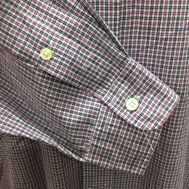 ラルフローレン RALPHLAUREN シャツ、ブラウス 長袖 コットン ボタンダウン チェック ワンポイント 白 / ホワイト / X 紫 / パープル / X 紺 / ネイビー /  メンズ USED 古着 中古 10116097