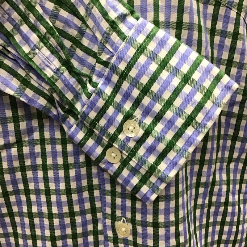 タケオキクチ TAKEO KIKUCHI シャツ、ブラウス 長袖 AC070-82010JA 1 チェック 白 / ホワイト / X 緑 / グリーン / X 水色 / ライトブルー /  メンズ USED 古着 中古 10116836