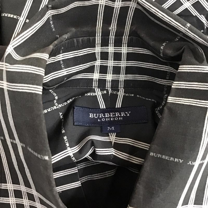 バーバリーロンドン Burberry London シャツ、ブラウス 長袖 M チェック 黒 / ブラック / X 白 / ホワイト /  メンズ USED 古着 中古 10114341