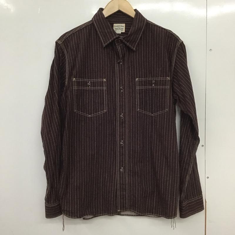 フェローズ Pherrow s シャツ、ブラウス 長袖 長袖シャツ ストライプシャツ カラーシャツ L ストライプ 茶 / ブラウン /  メンズ USED 古着 中古 10148715