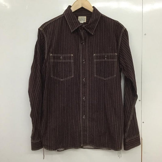 フェローズ Pherrow s シャツ、ブラウス 長袖 長袖シャツ ストライプシャツ カラーシャツ L ストライプ 茶 / ブラウン /  メンズ USED 古着 中古 10148715