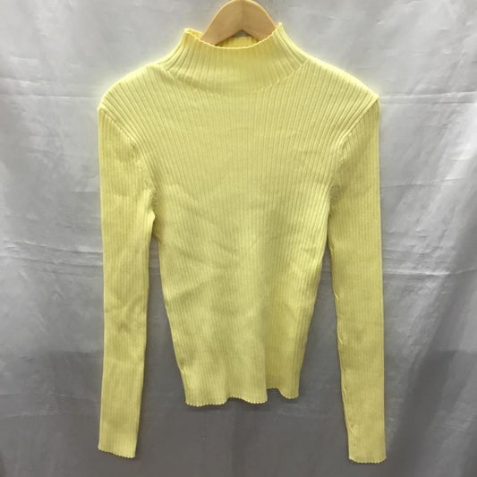 ザラ ZARA カットソー 長袖 3519 105 300 リブ ハイネック L 無地 黄 / イエロー /  レディース USED 古着 中古 10118998
