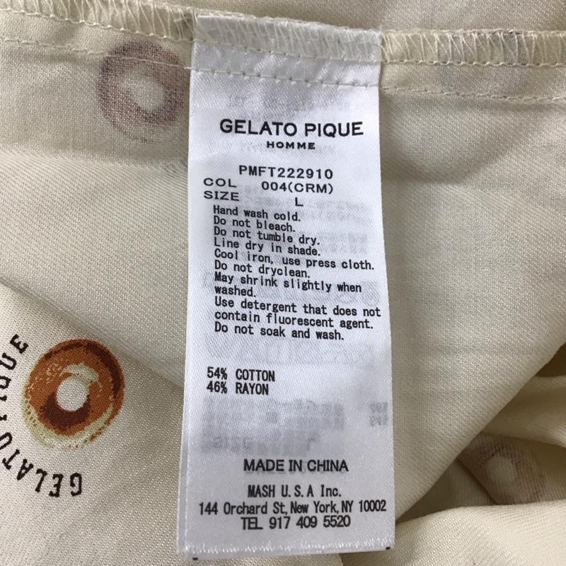 ジェラートピケオム GELATO PIQUE HOMME シャツ、ブラウス 半袖 半袖シャツ プリントシャツ ポケットシャツ ルームウェア L プリント ベージュ / ベージュ /  メンズ USED 古着 中古 10149587