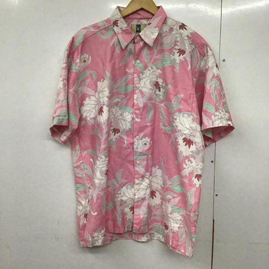 古着 USED シャツ、ブラウス 半袖 半袖シャツ プリントシャツ ポケットシャツ アロハシャツ 90s kahala M プリント 白 / ホワイト / X 桃 / ピンク /  メンズ USED 古着 中古 10141030