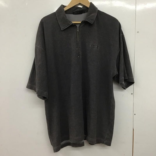 ニコアンド niko and... カットソー 半袖 半袖カットソー プリントTシャツ ジップアップネックカットソー L ロゴ、文字 ダークグレー / ダークグレー /  メンズ USED 古着 中古 10146850