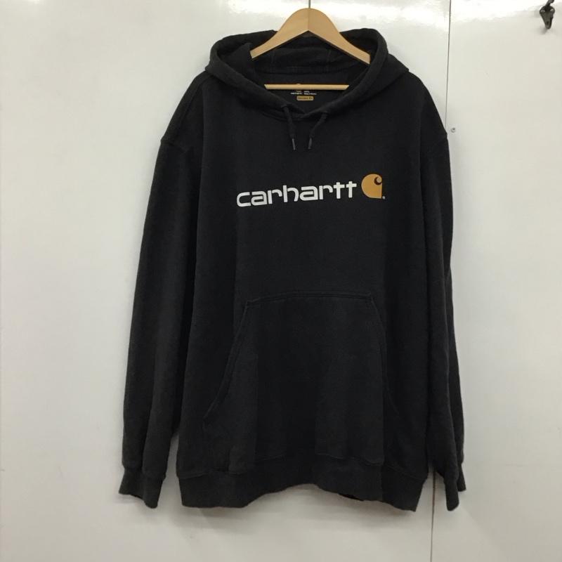 カーハート Carhartt パーカー 長袖 長袖パーカー プルオーバーパーカー スウェット ロゴ、文字 黒 / ブラック /  メンズ USED 古着 中古 10141928