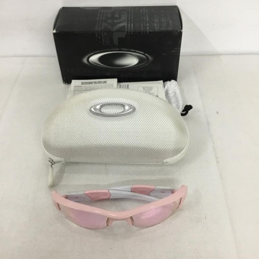 オークリー OAKLEY めがね・サングラス サングラス 03-886J FLAK JACKET スポーツサングラス ミラーレンズ 箱有 ロゴ、文字 桃 / ピンク / X 白 / ホワイト /  メンズ USED 古着 中古 10129387