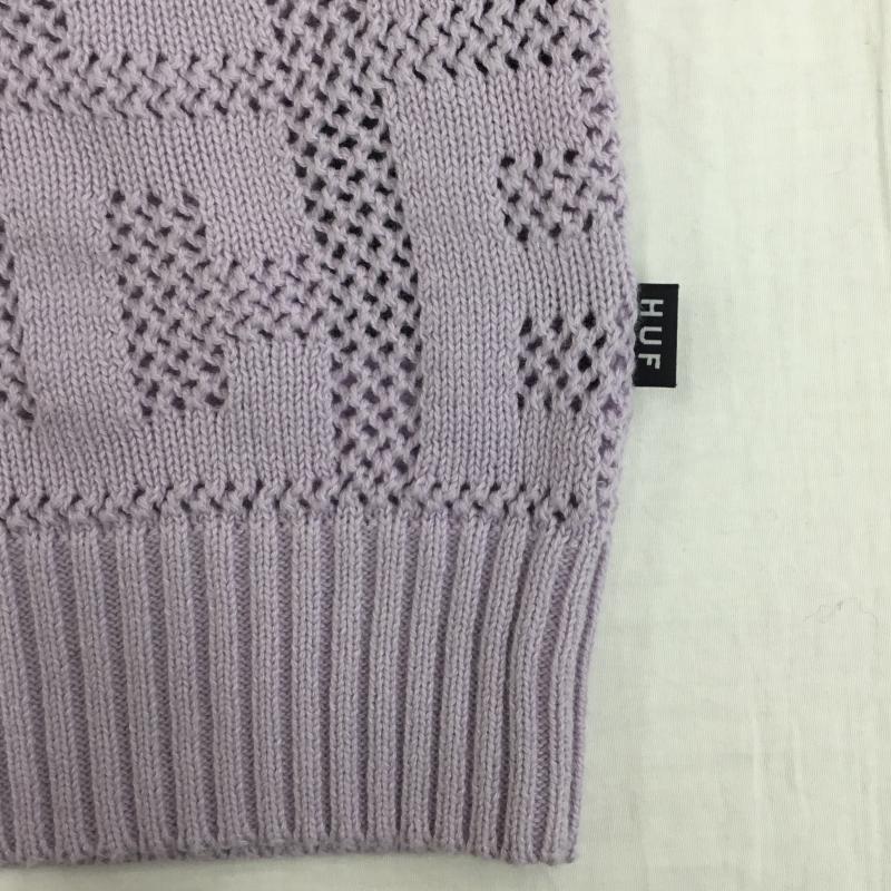ハフ HUF ニット、セーター 半袖 MONOGRAM JACQUARD ZIP SWEATER L  紫 / パープル /  メンズ USED 古着 中古 10130857