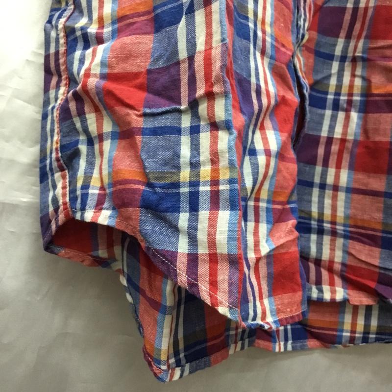 ニューヨーカー NEWYORKER シャツ、ブラウス 半袖 16-77-2736 ボタンダウン コットン リネン 綿麻 M チェック マルチカラー / マルチカラー /  メンズ USED 古着 中古 10117801