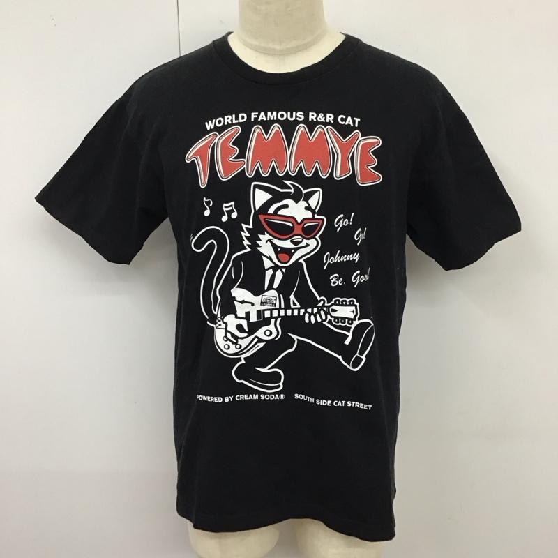 クリームソーダ CREAMSODA Tシャツ 半袖 TEMMYE クルーネック ロゴ XL プリント 黒 / ブラック /  メンズ USED 古着 中古 10119687
