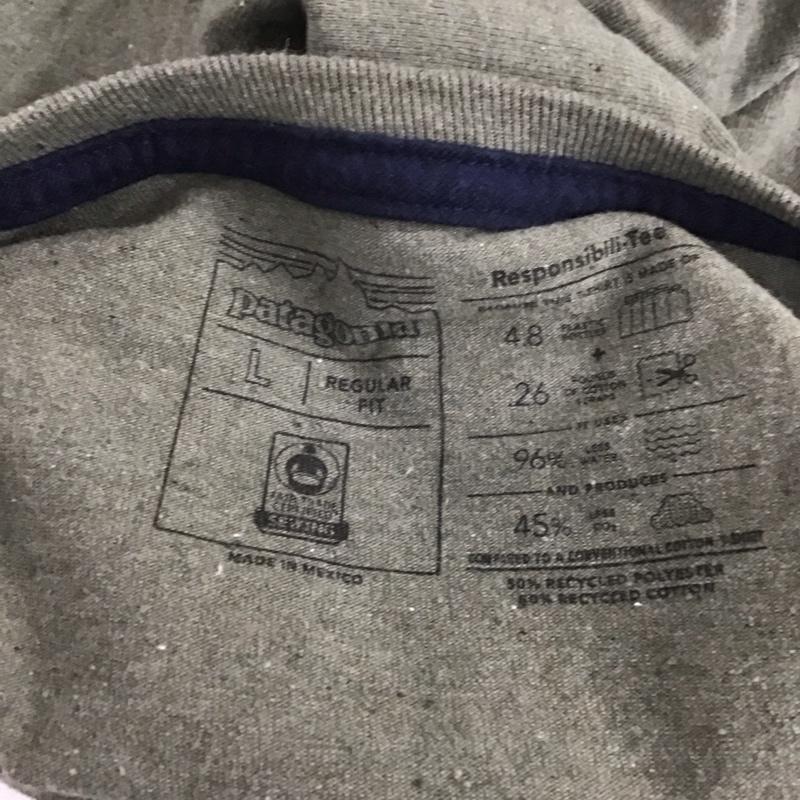 パタゴニア patagonia カットソー 長袖 37574 ロングスリーブホームウォータートラウトレスポンシビリティー プリントTシャツ L ロゴ、文字 カーキ / カーキ /  メンズ USED 古着 中古 10126743