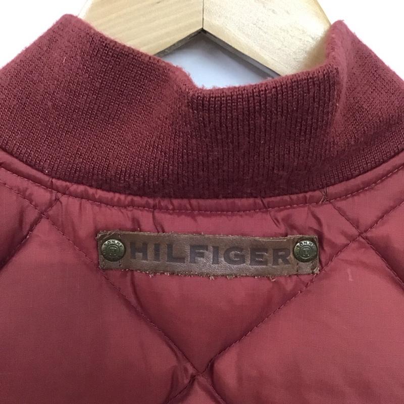 トミーヒルフィガー TOMMY HILFIGER ベスト ベスト ジップアップベスト ノースリーブ ダウンベスト 90s M 無地 えんじ / ワインレッド /  メンズ USED 古着 中古 10129233