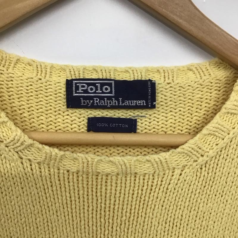 ポロバイラルフローレン Polo by RALPH LAUREN ニット、セーター 長袖 長袖ニットカットソー クルーネック セーター ロゴ、文字 黄 / イエロー /  メンズ USED 古着 中古 10148199