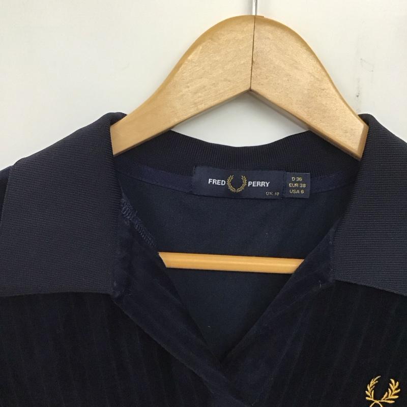 フレッドペリー FRED PERRY ポロシャツ 半袖 F5386 ベロアポロ スキッパーポロ ワンポイント 紺 / ネイビー /  レディース USED 古着 中古 10138691