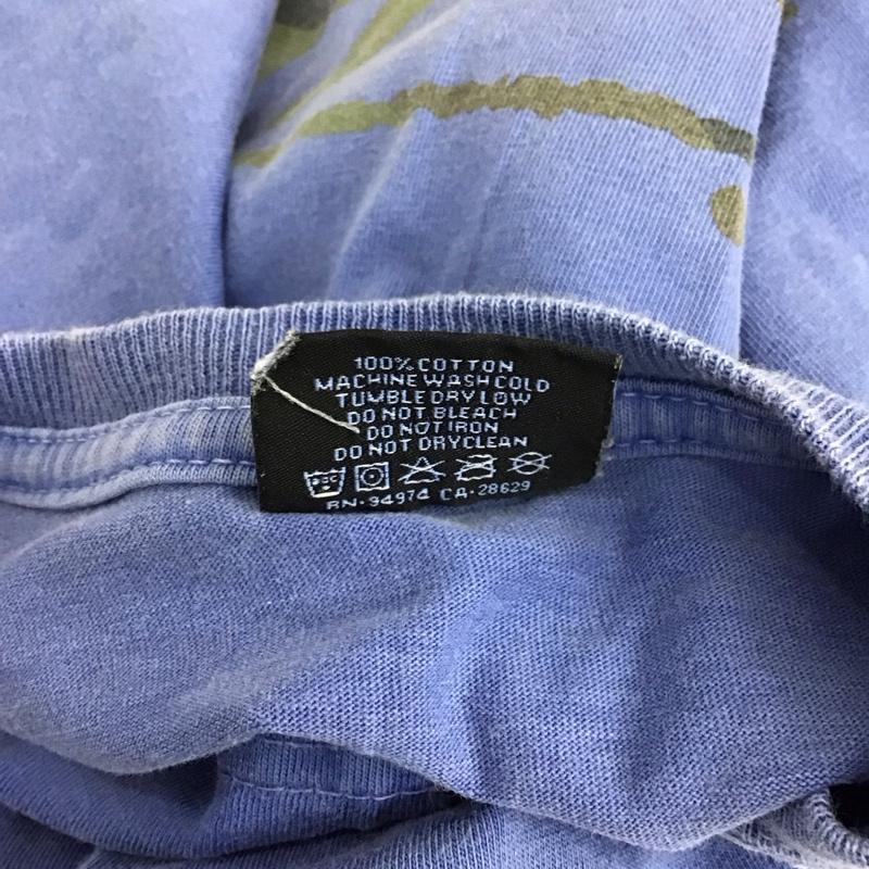 ステューシー STUSSY Tシャツ 長袖 クルーネック 胸ポケット ロンT 後染め XL ロゴ、文字 青 / ブルー /  メンズ USED 古着 中古 10118089