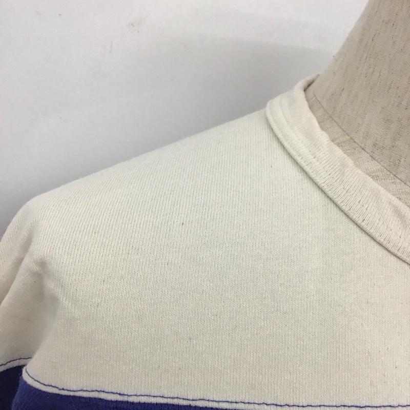 イーブルアクト EVILACT Tシャツ 長袖 クルーネック ナンバリングプリント M ロゴ、文字 青 / ブルー / X アイボリー / アイボリー /  メンズ USED 古着 中古 10111200