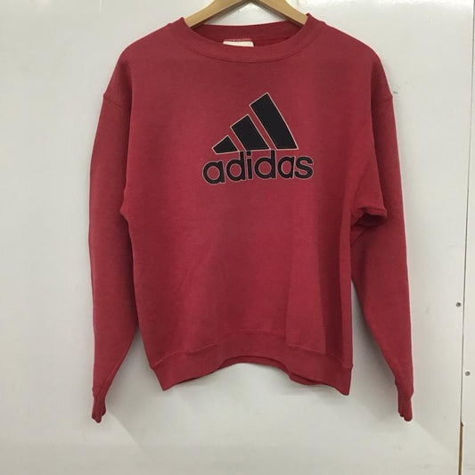 アディダス adidas トレーナー 長袖 長袖トレーナー スウェット クルーネック プルオーバー L ロゴ、文字 えんじ / ワインレッド /  メンズ USED 古着 中古 10135728