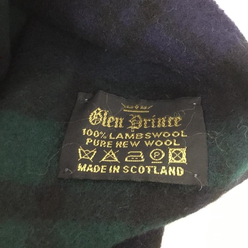 グレンプリンス Glen Prince マフラー マフラー ラムウール フリンジ チェック 紺 / ネイビー / X 緑 / グリーン /  メンズ USED 古着 中古 10131801