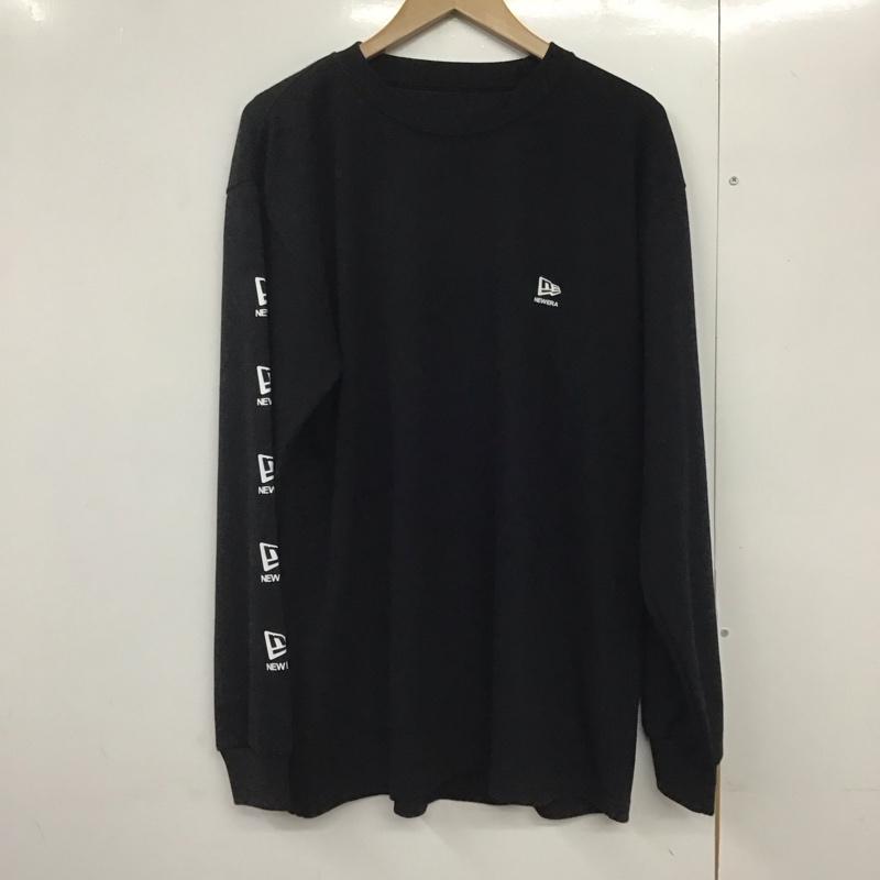 ニューエラ NEW ERA カットソー 長袖 長袖カットソー プリントカットソー クルーネック XL ロゴ、文字 黒 / ブラック /  メンズ USED 古着 中古 10141669