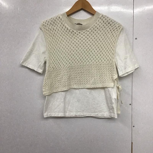 ザラ ZARA カットソー 半袖 S 無地 白 / ホワイト /  レディース USED 古着 中古 10140625